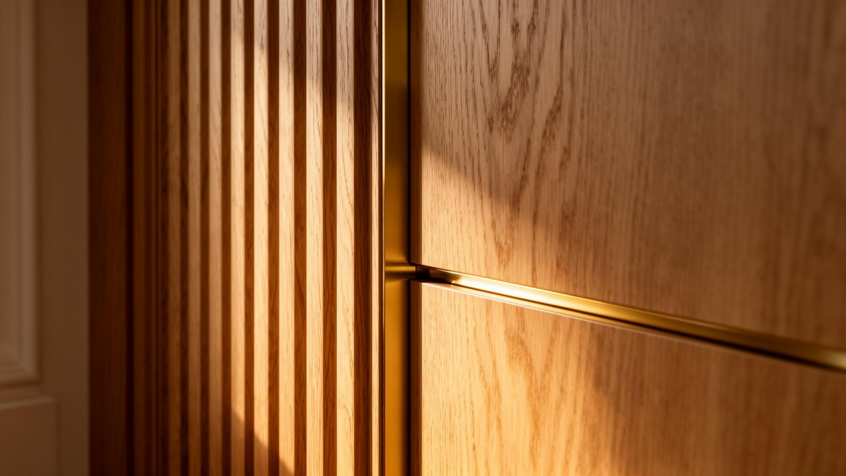 Close-up of a finely finished timber handrail and grain
