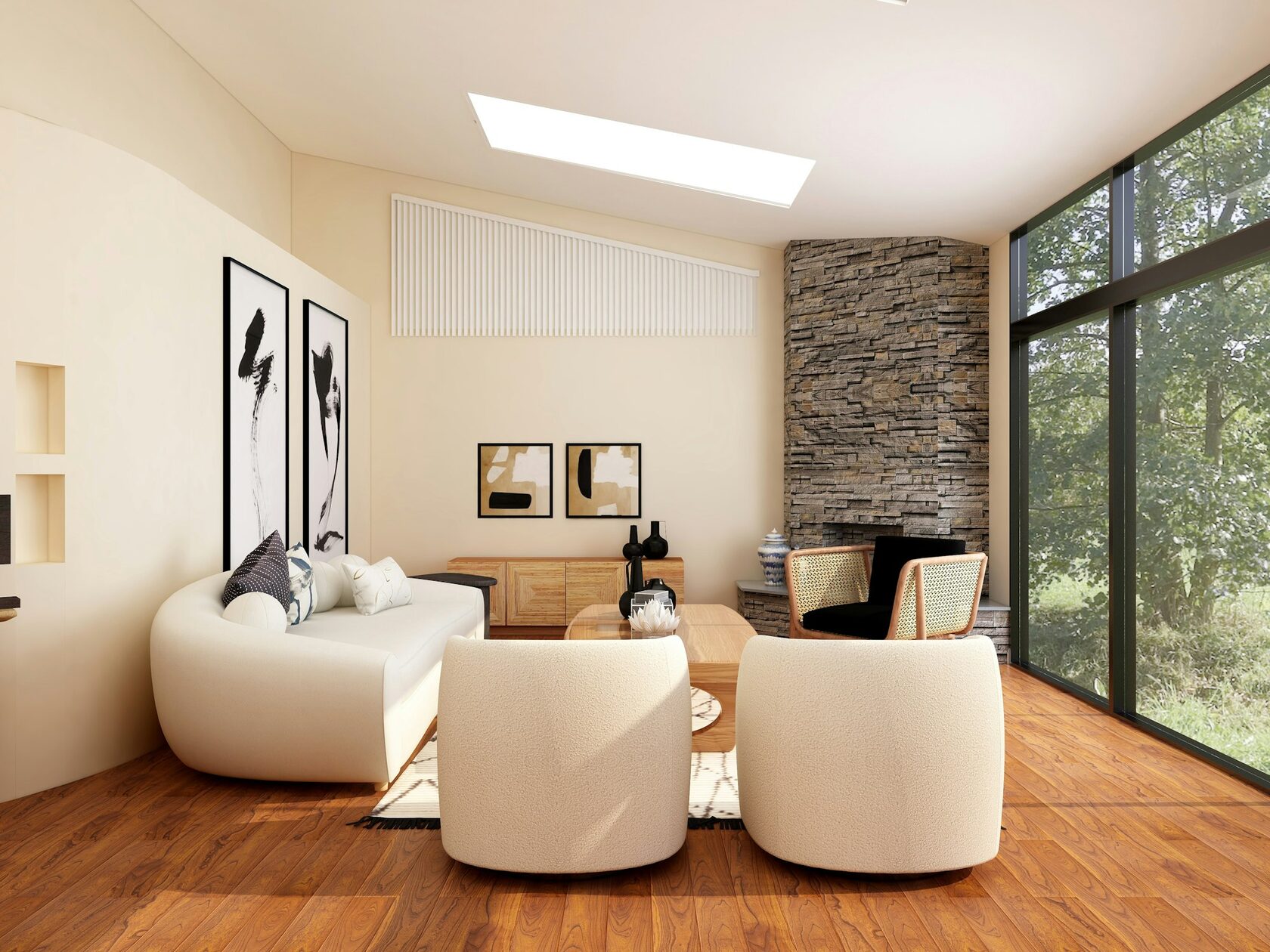 Refined residential interior with timber joinery