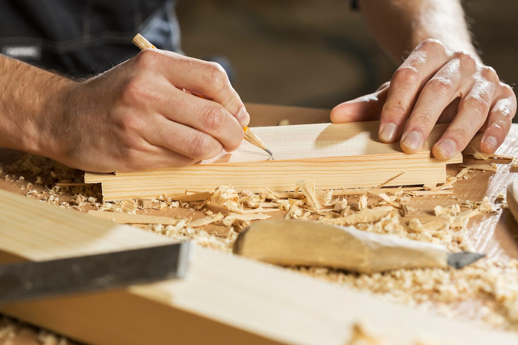 Joinery detail of timber being prepared for a made-to-measure piece